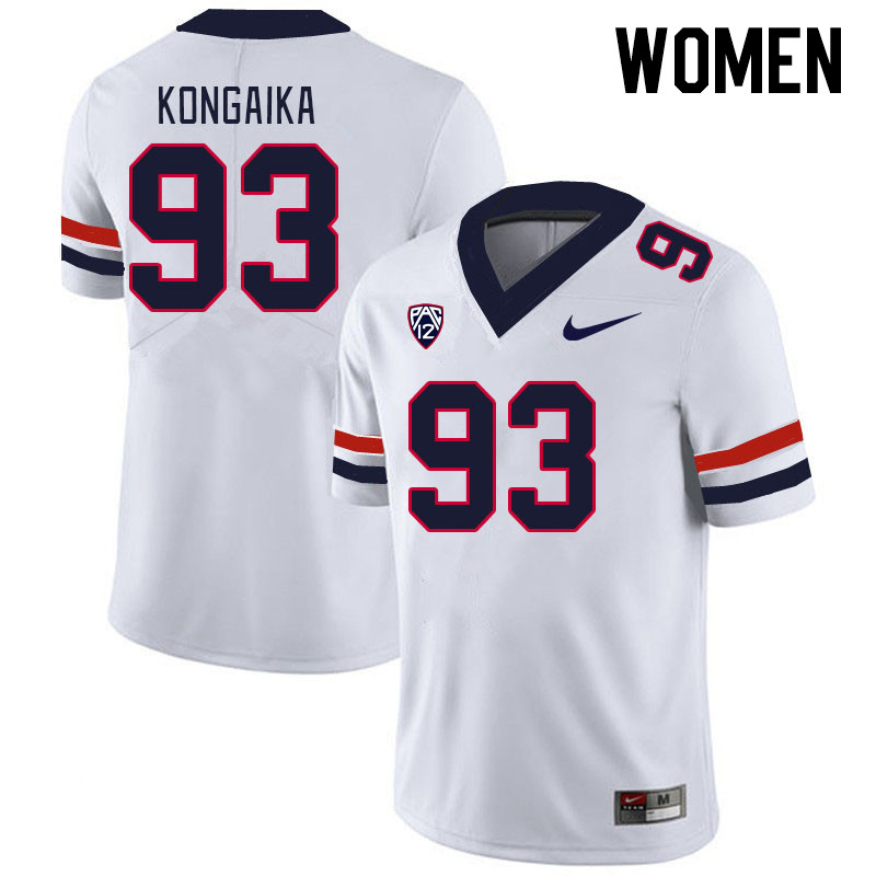 Women #93 Jacob Kongaika Arizona Wildcats College Football Jerseys Stitched-White - Click Image to Close